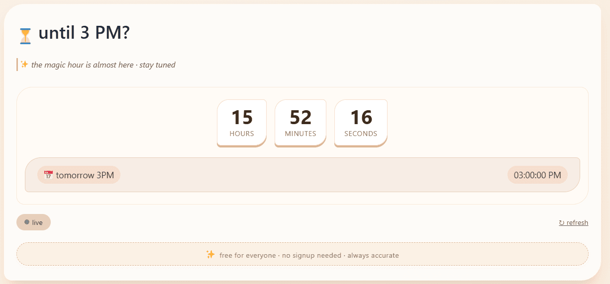 How Long Until 3 PM? Live Countdown Calculator