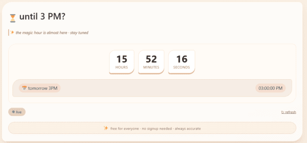 How Long Until 3 PM? Live Countdown Calculator